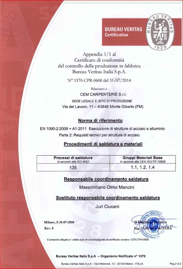certificato di conformità del controllo della produzione in fabbrica